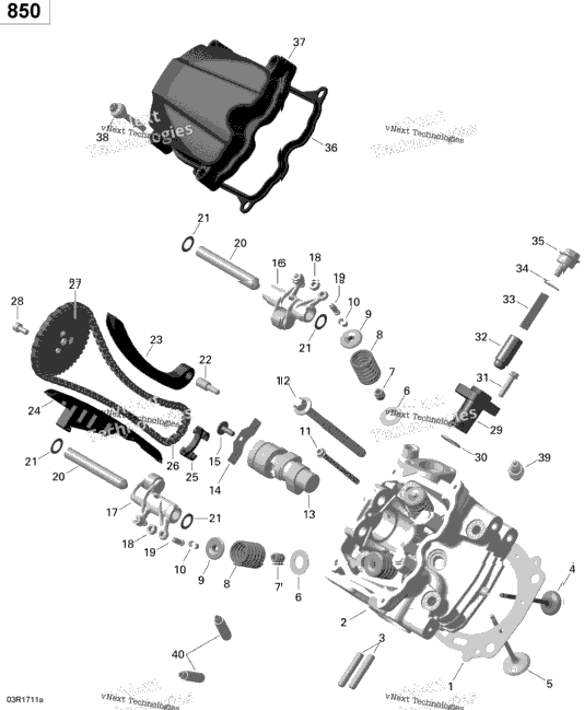 Cylinder Head, Front - 850 Efi