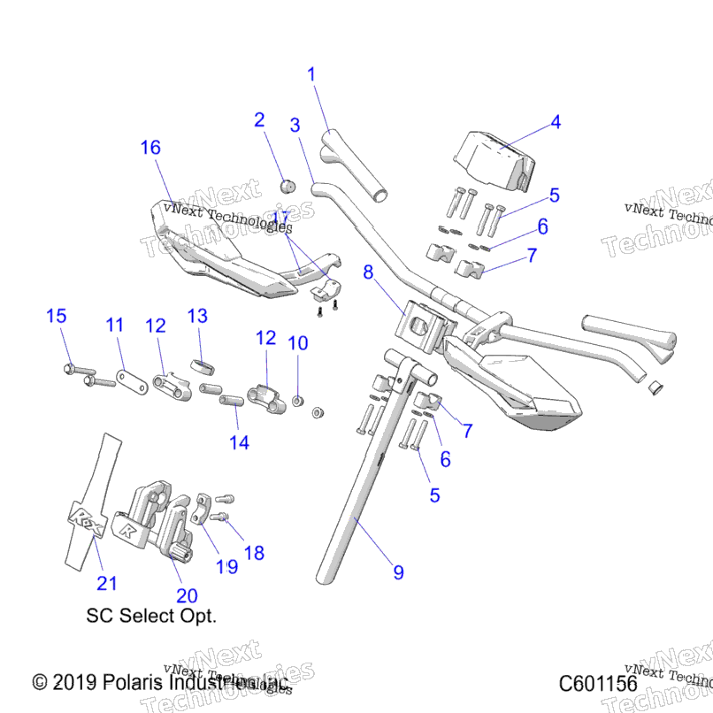 Steering, Upper & Handlebar Asm. All Options