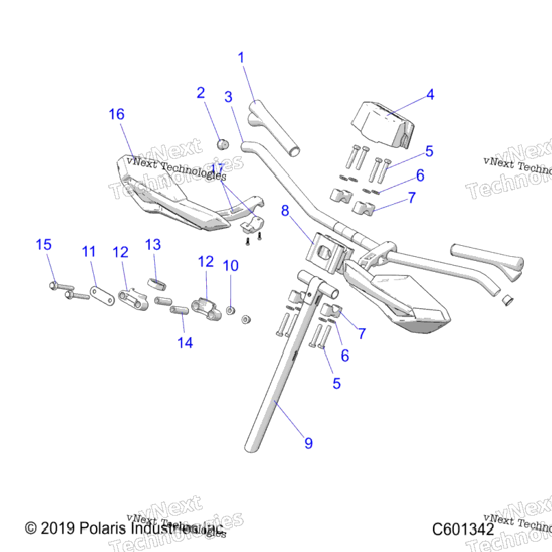 Steering, Upper & Handlebar Asm. All Options