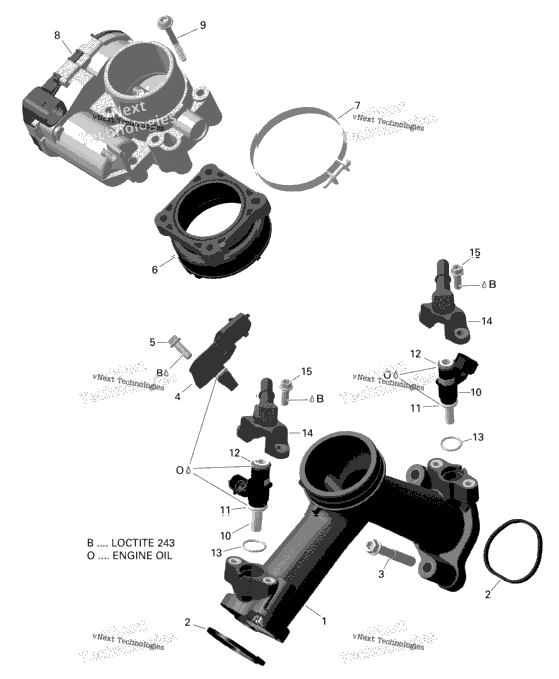 Rotax - Air Intake Manifold And Throttle Body - 122 - 210