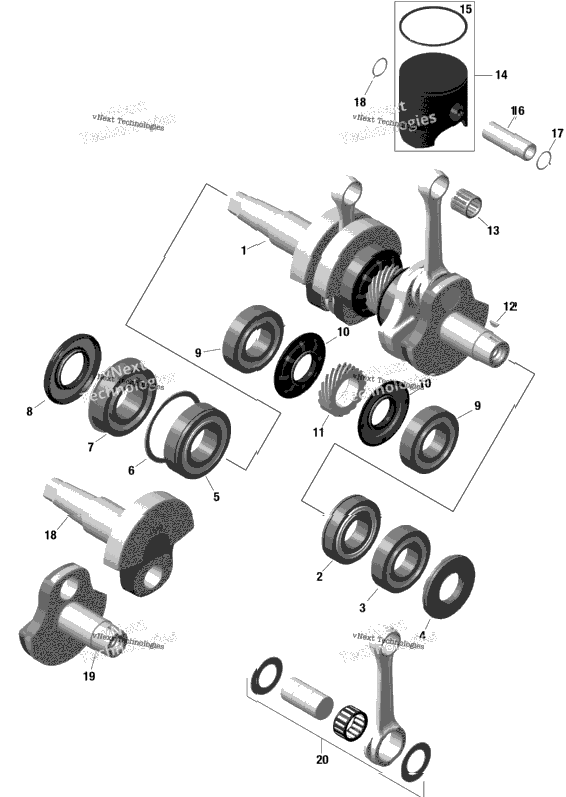 Engine - Crankshaft And Pistons - 600R E-Tec