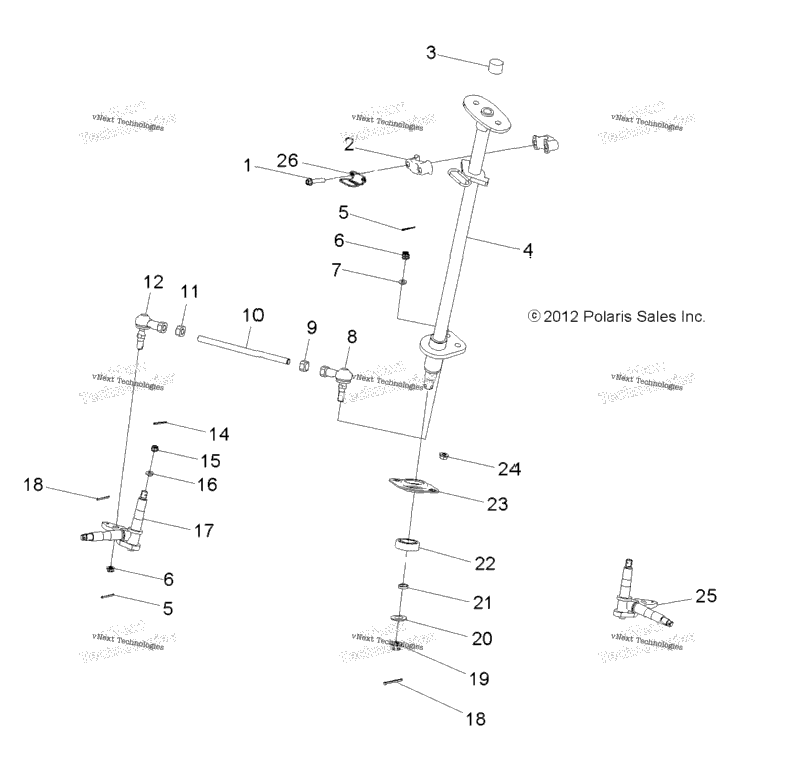 Steering, Steering Post & Tie Rod Asm