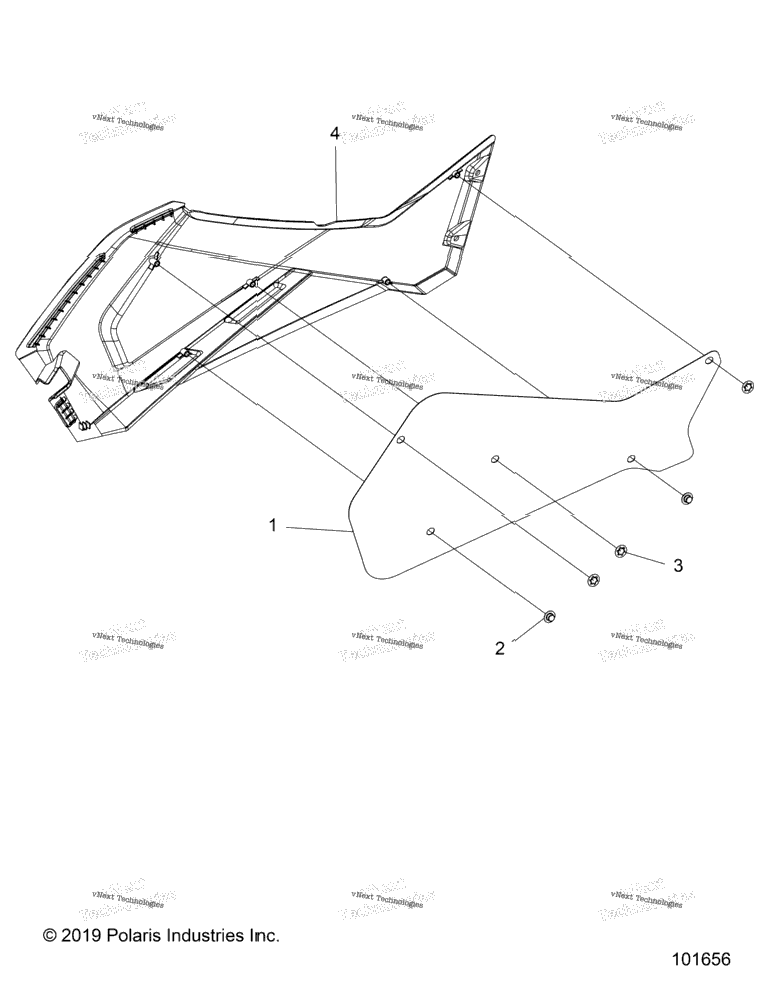 Body, Right Hand Side Panel Heat Shield And Hardware 2 Up