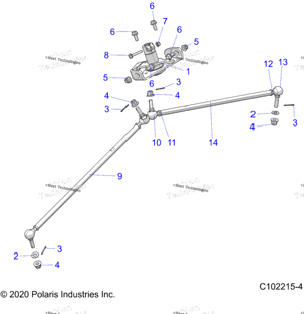 Steering, Steering Post, Lower & Tie Rod Asm