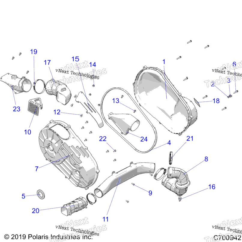 Drive Train, Clutch Cover & Ducting