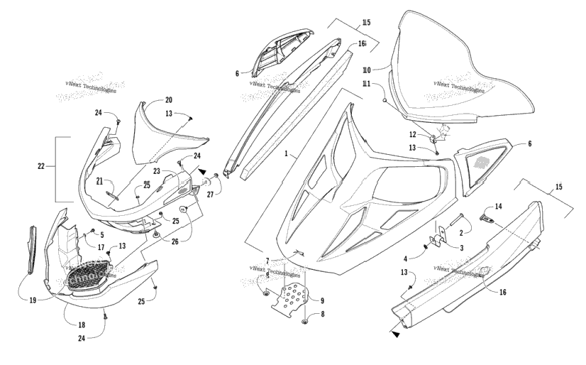 Hood, Windshield, And Front Bumper Assembly