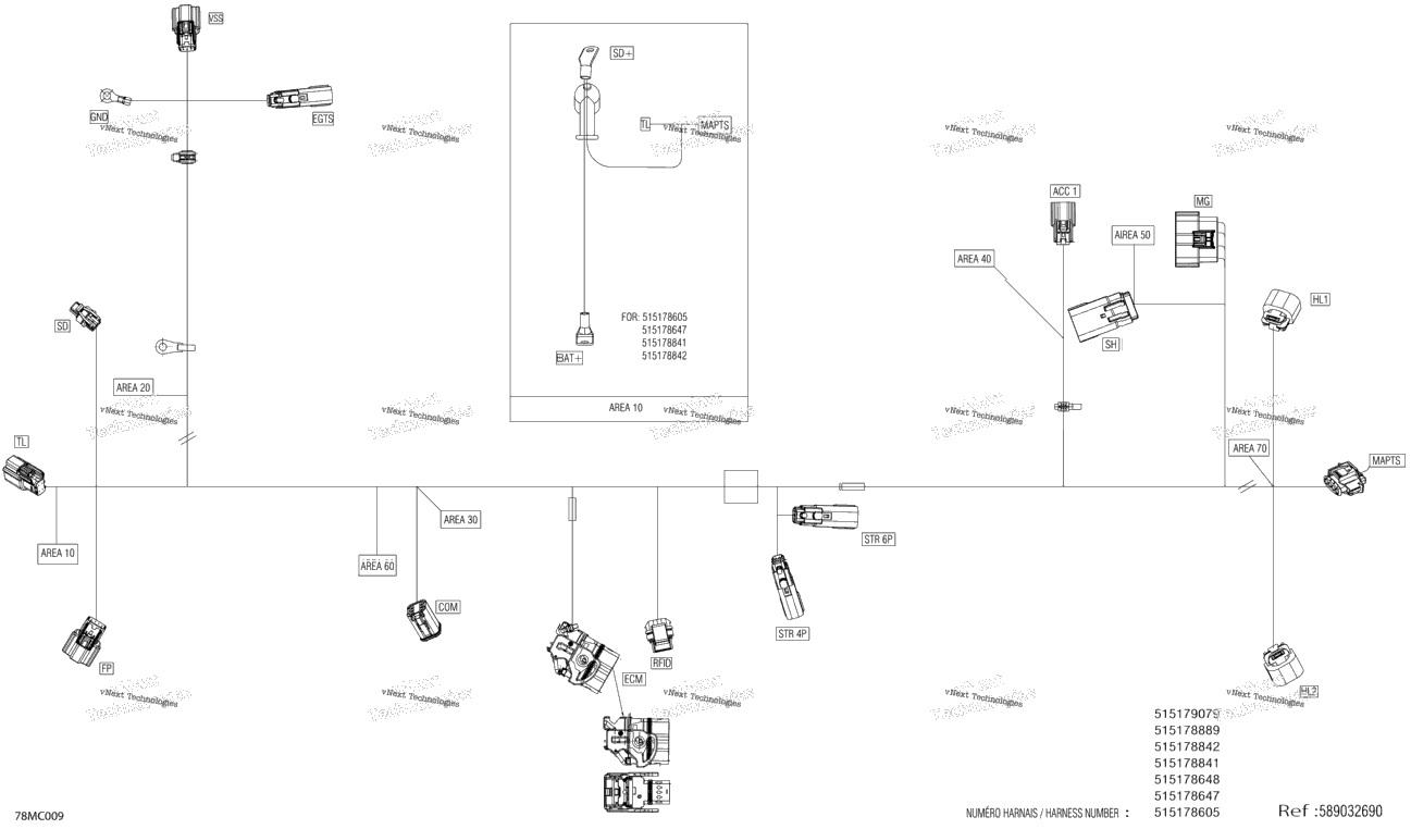 Electric - Main Harness - 515178605 - Model With Multigauge Vip Medium And Electric Start