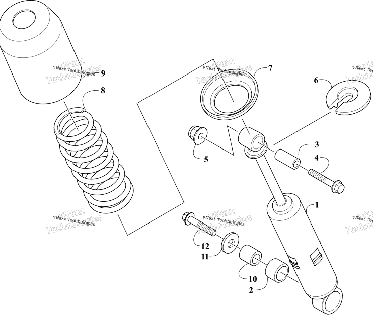 Rear Suspension Front Arm Shock Absorber Assembly