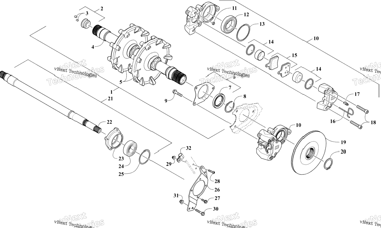 Drive Train Shafts And Brake Assemblies