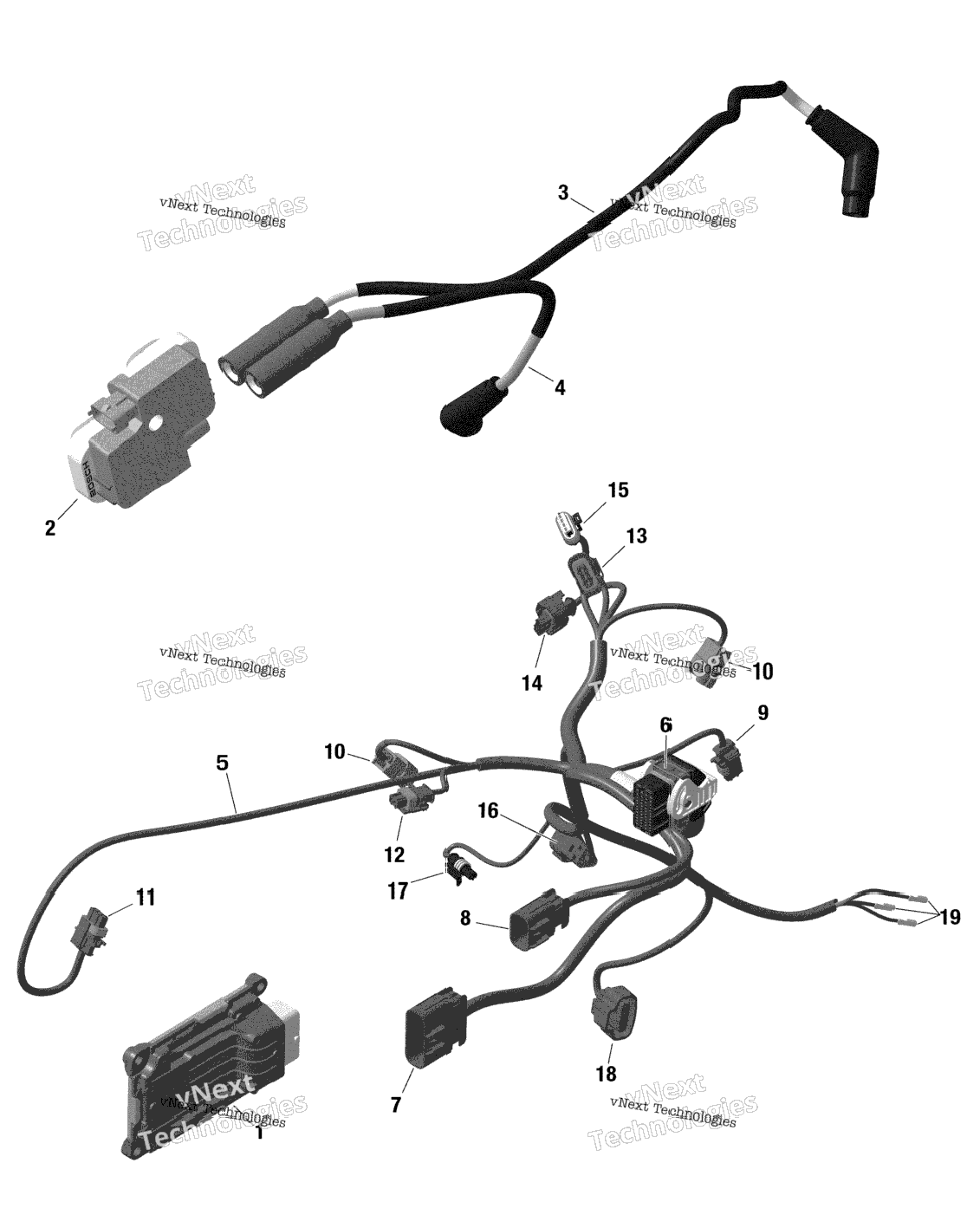 Rotax - Engine Harness And Electronic Module - Xmr