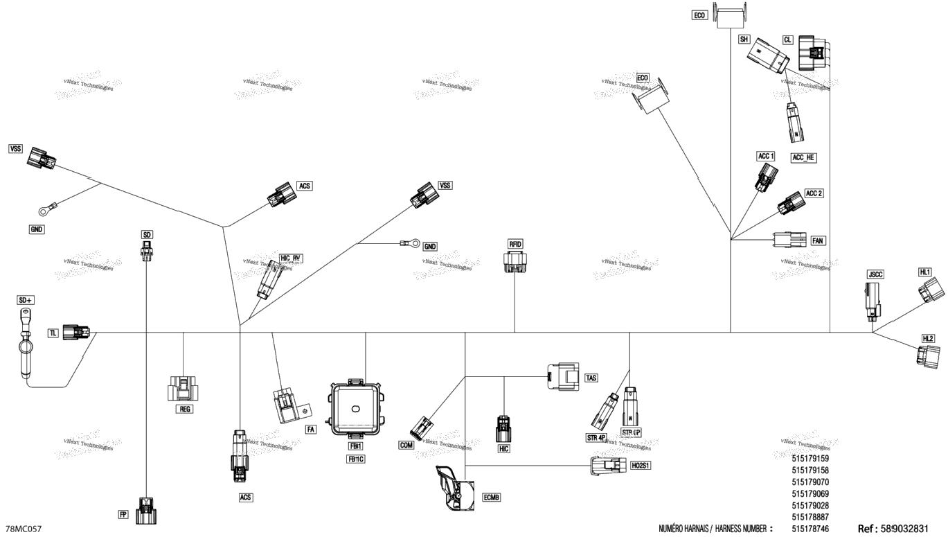 Electric - Main Harness - 515178999 - Model With Multigauge Vip Medium