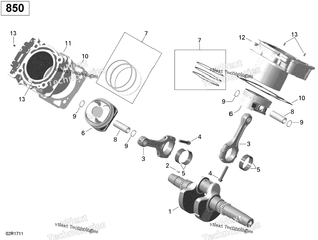 Rotax - Crankshaft, Piston And Cylinder - 850 Efi