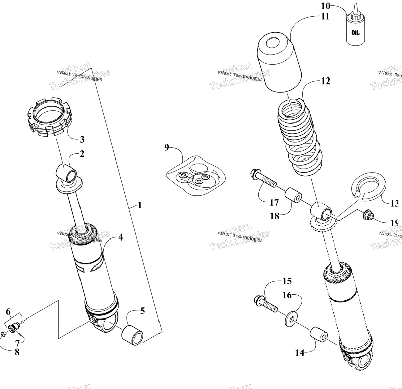 Rear Suspension Front Arm Shock Absorber