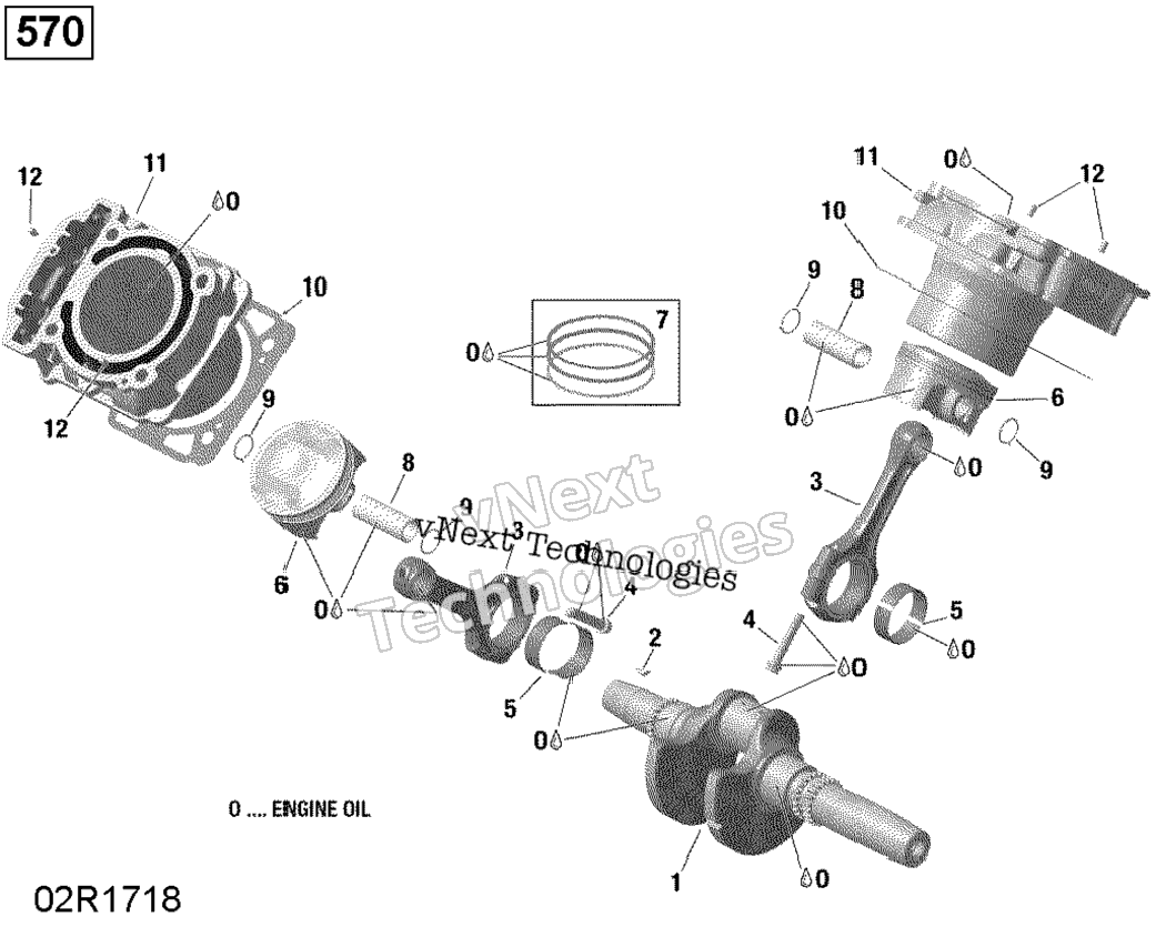 Rotax - Crankshaft And Pistons - 570 Efi