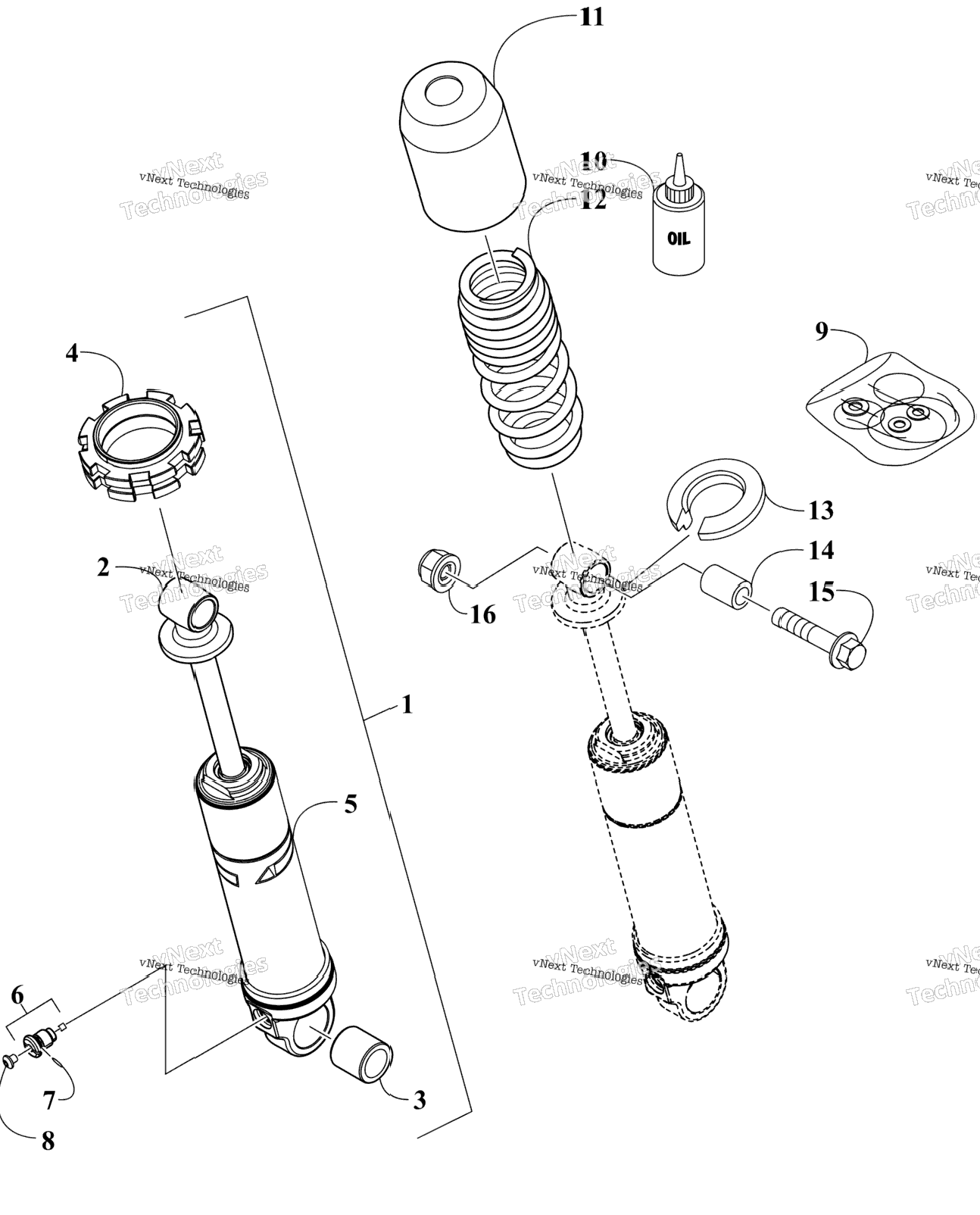 Rear Suspension Front Arm Shock Absorber