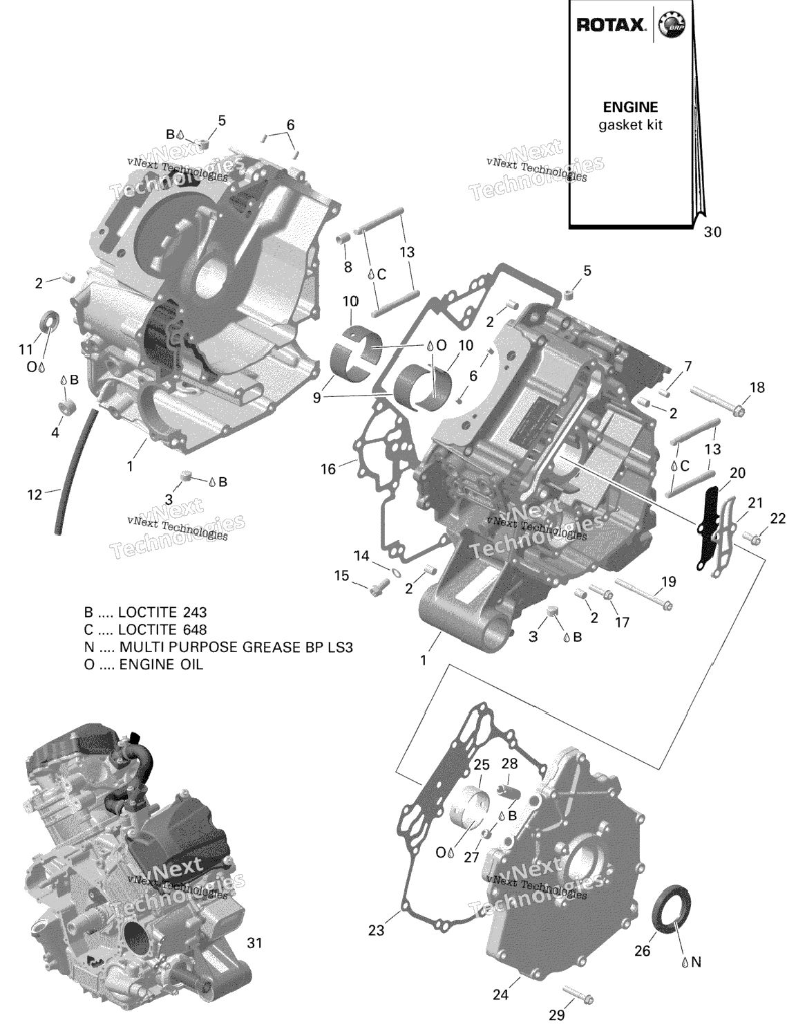 Rotax - Crankcase - V2