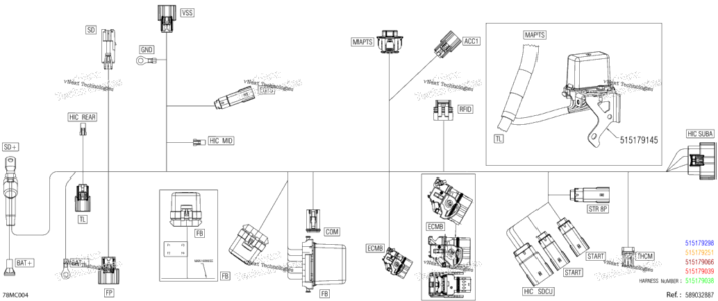 Electric - Main Harness - 515179066 - Model With Active Suspension Front - Rear