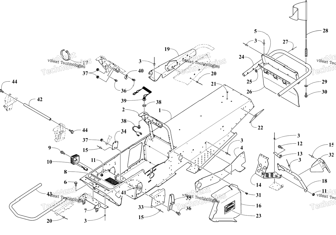 Chassis, Footrest, And Rear Bumper Assembly