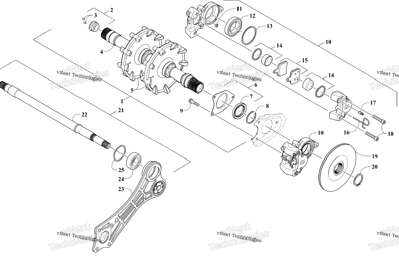 Drive Train Shafts And Brake Assemblies