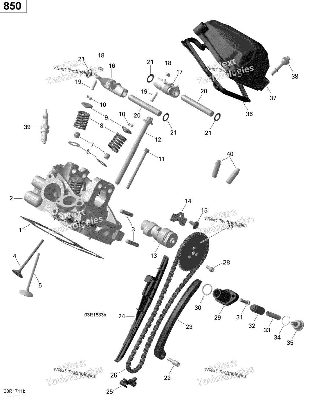 Rotax - Cylinder Head, Rear - 850 Efi