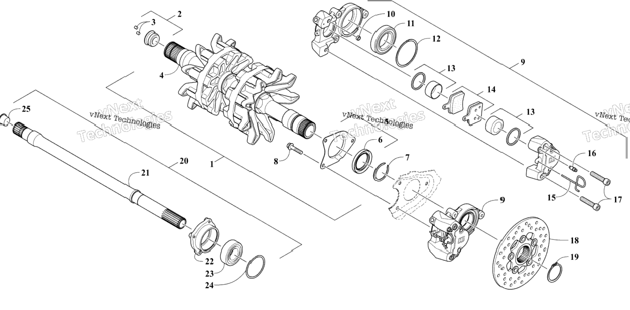 Drive Train Shafts And Brake Assemblies