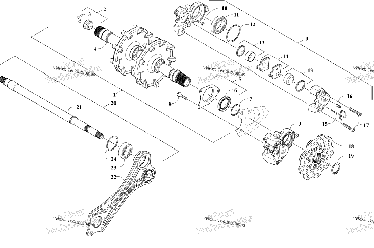 Drive Train Shafts And Brake Assemblies