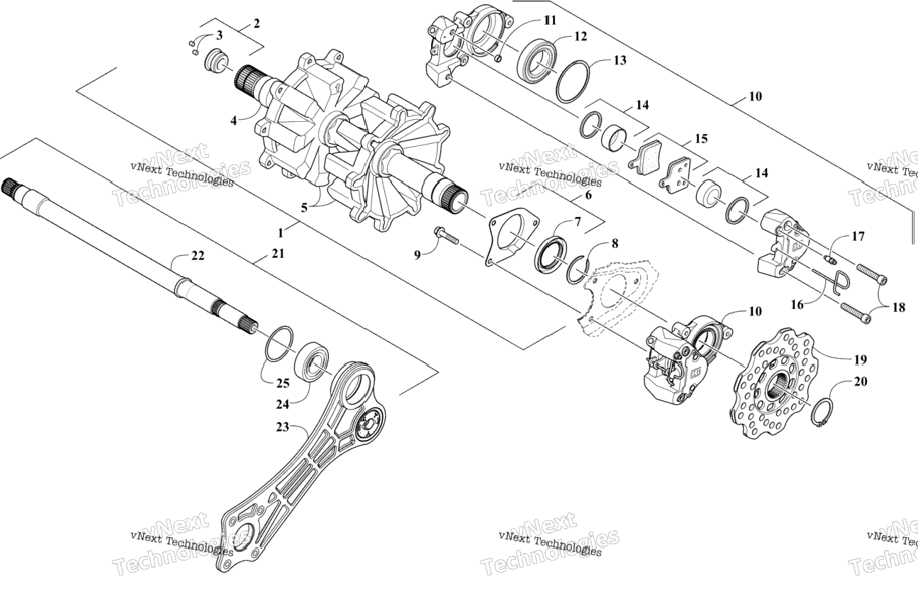 Drive Train Shafts And Brake Assemblies