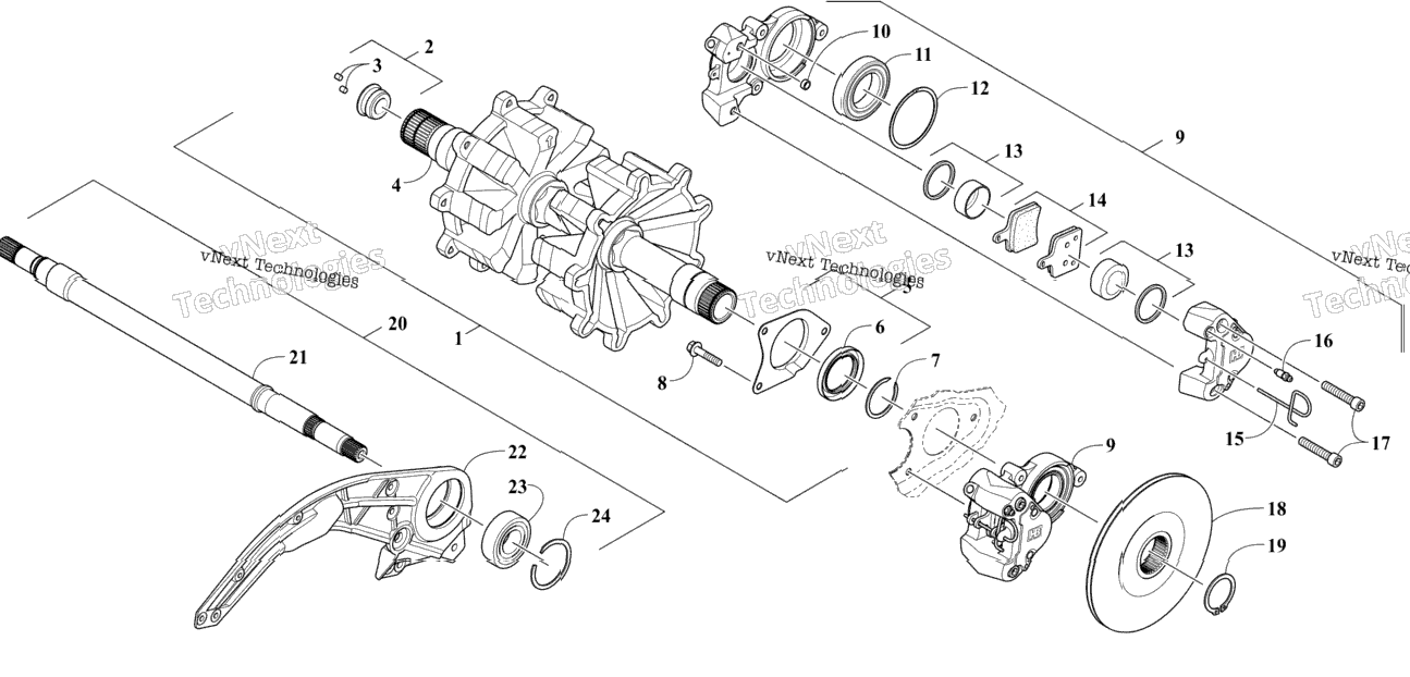 Drive Train Shafts And Brake Assemblies