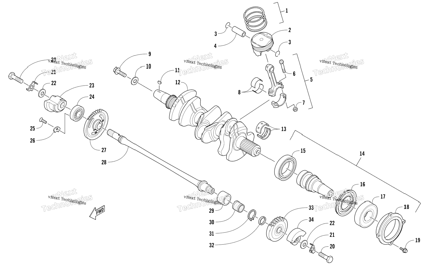 Piston And Crankshaft Assembly