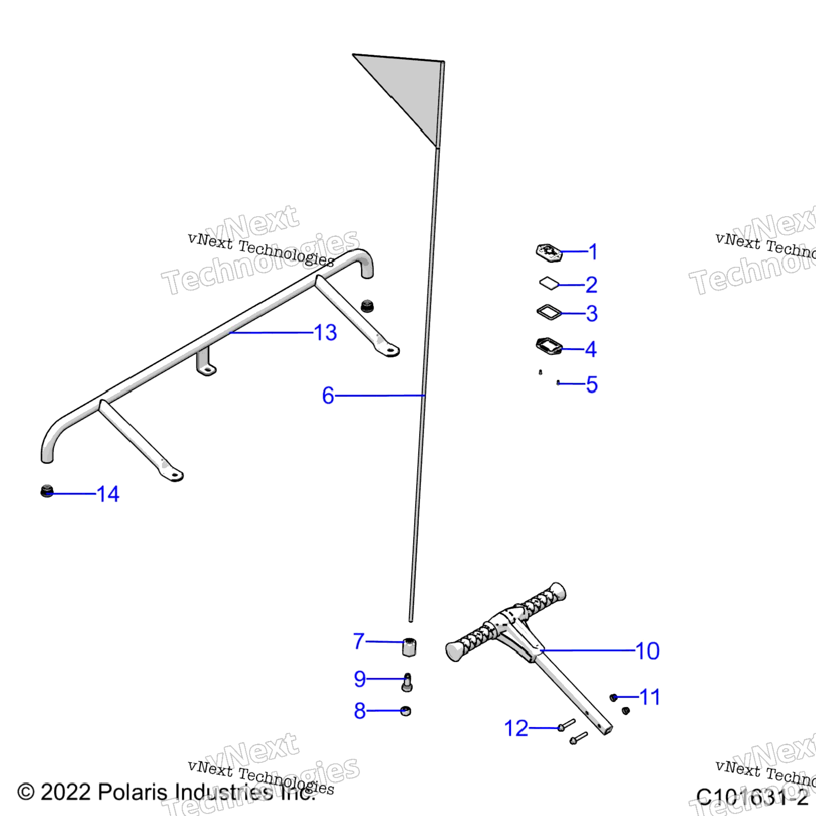 Body, Bumper, Rear, Flag, Beacon, And Pass Handle