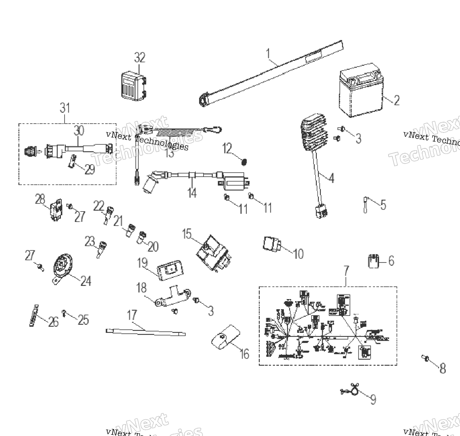 Electrical, Switches, Harness & Indicators