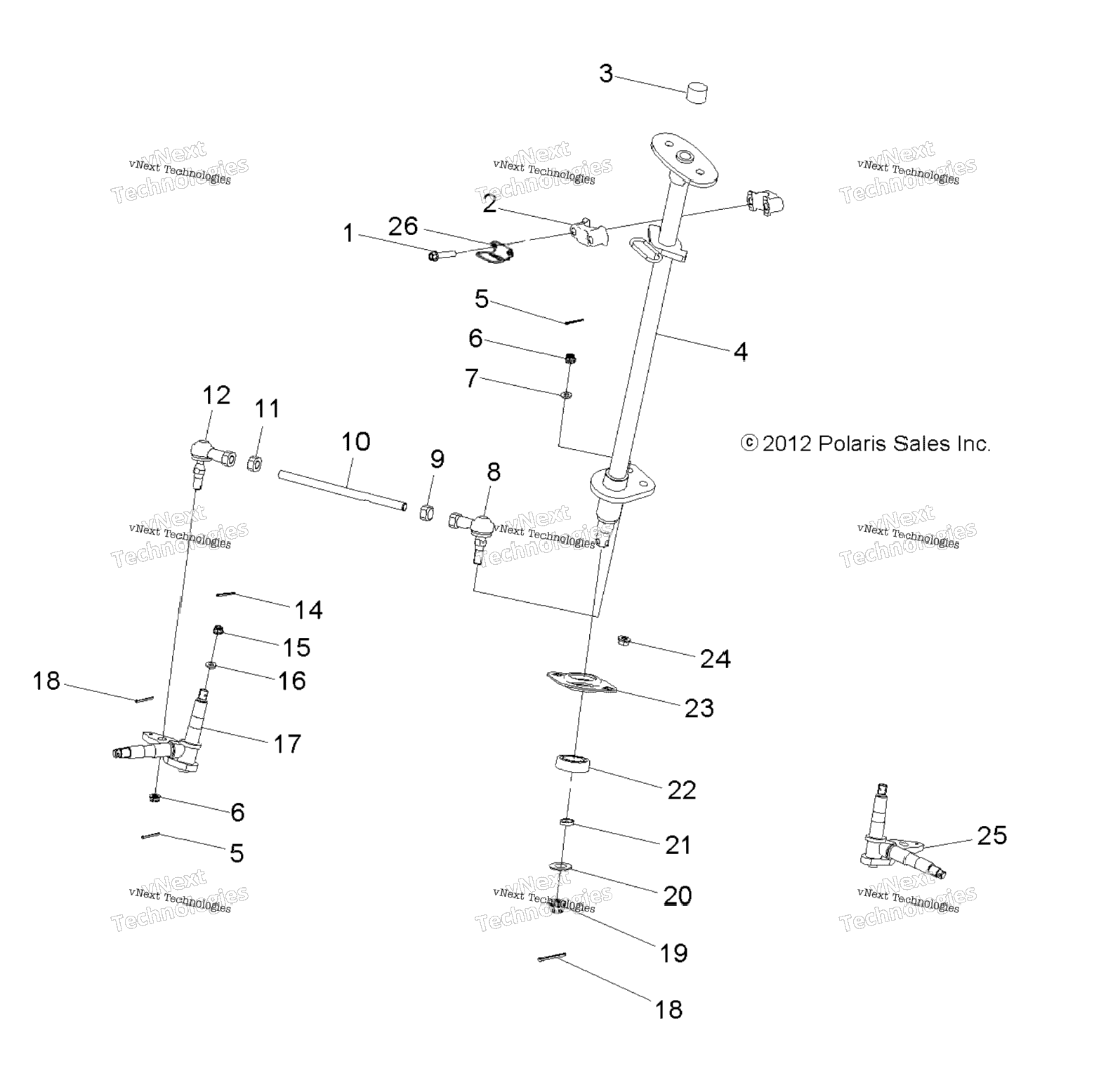 Steering, Steering Post & Tie Rod Asm