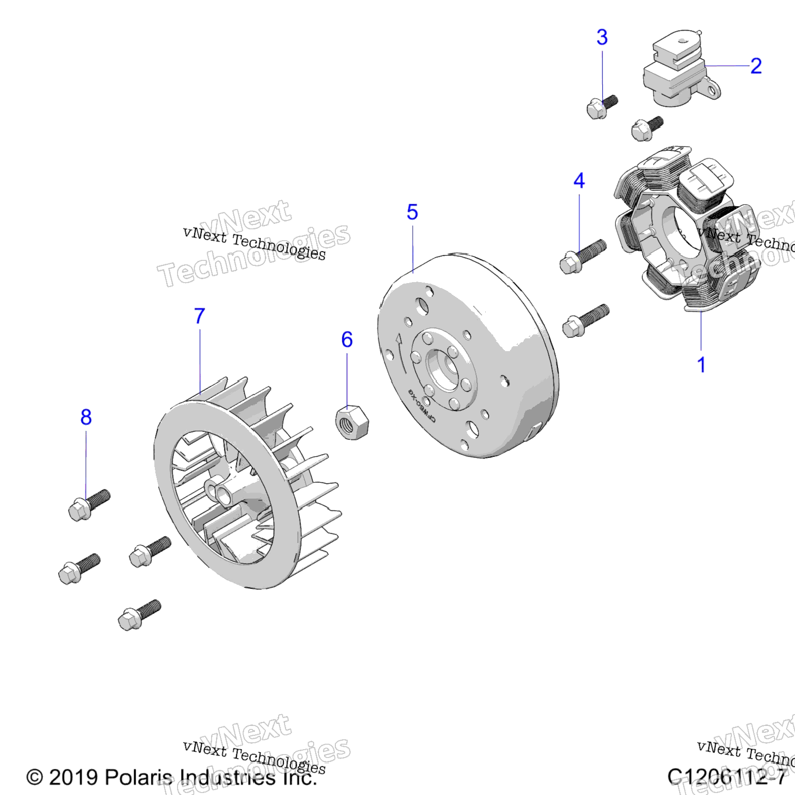 Engine, Stator And Flywheel