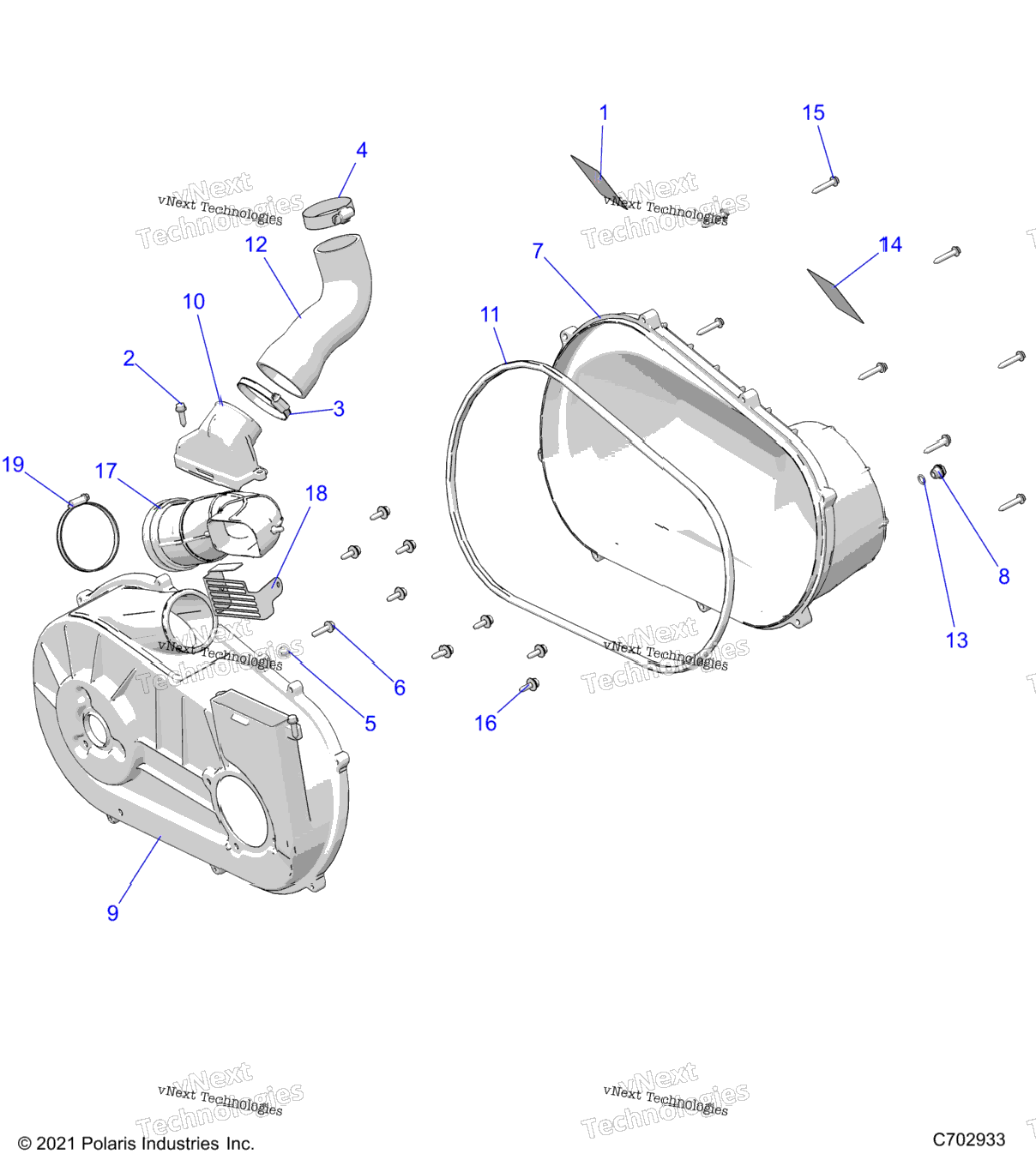 Drive Train, Clutch Cover & Ducting