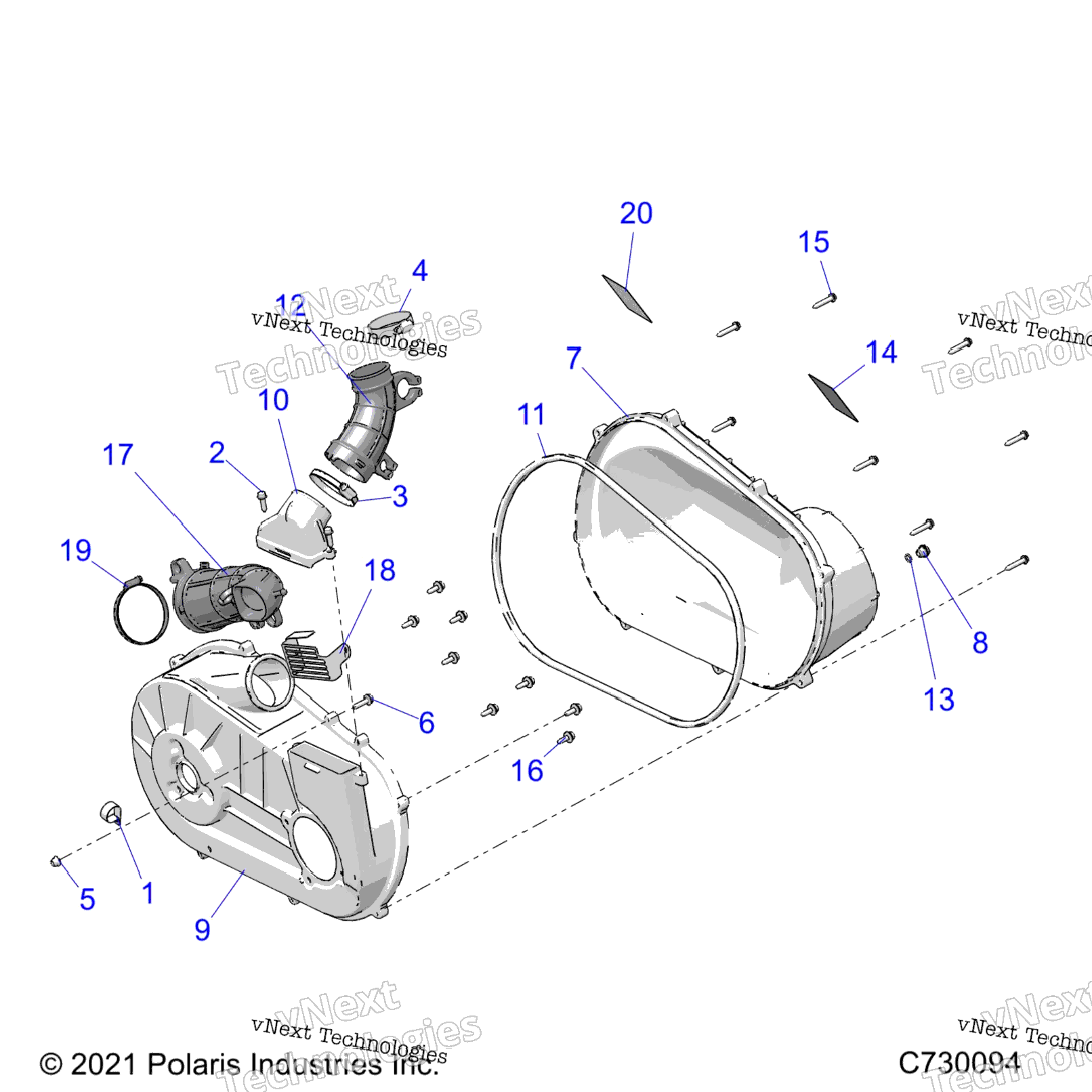 Drive Train, Clutch Cover & Ducting