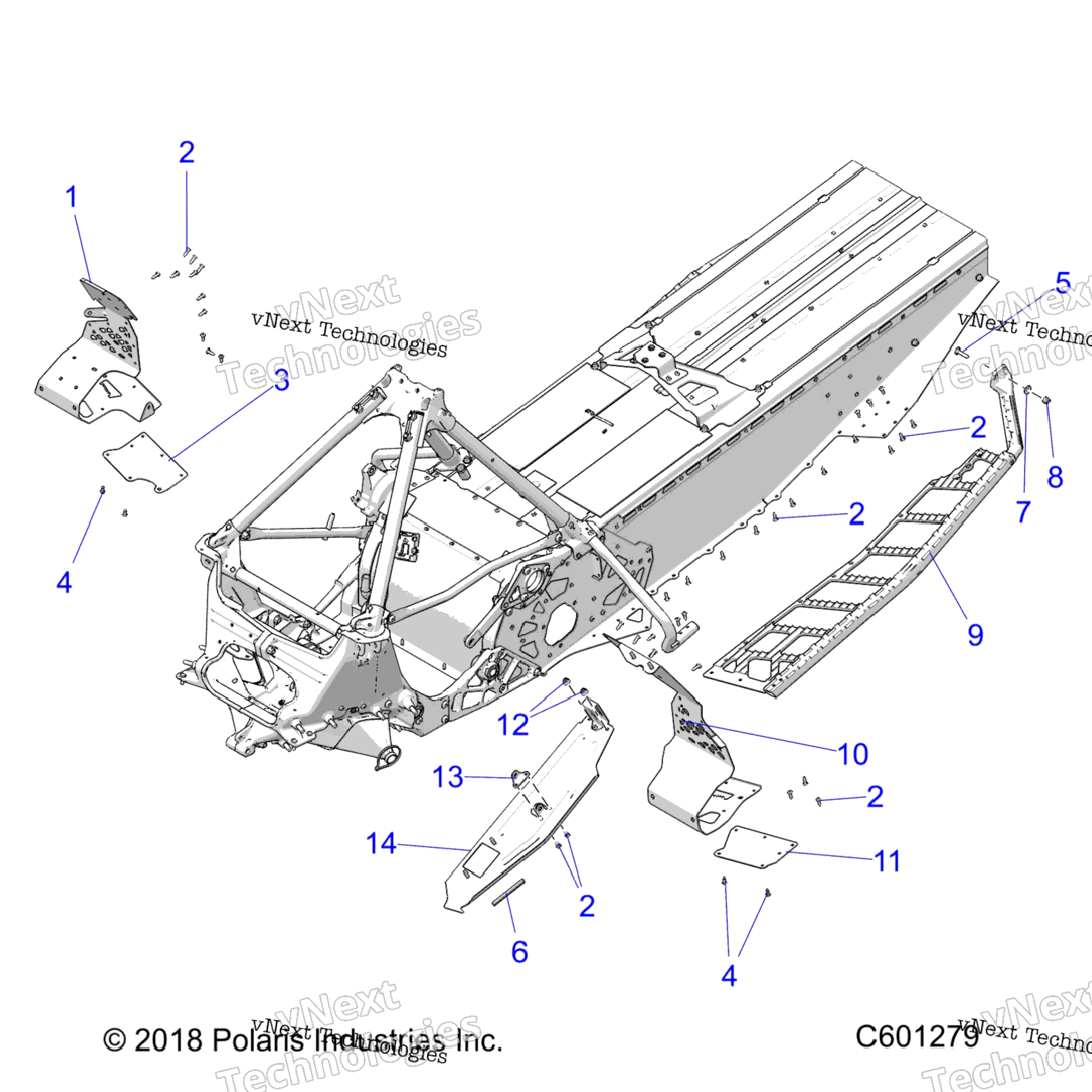 Chassis, Clutch GuardFootrestsRunning Boards