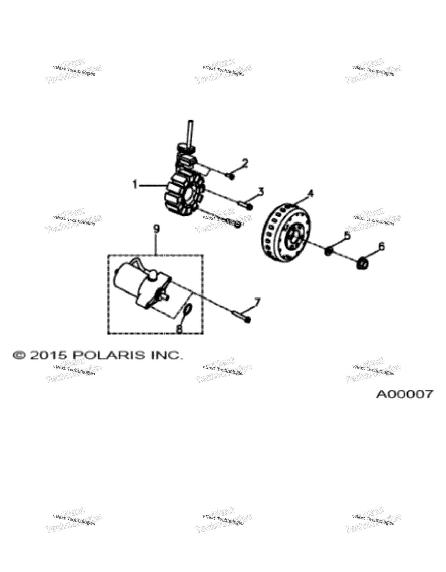 Engine, Stator & Starting Motor