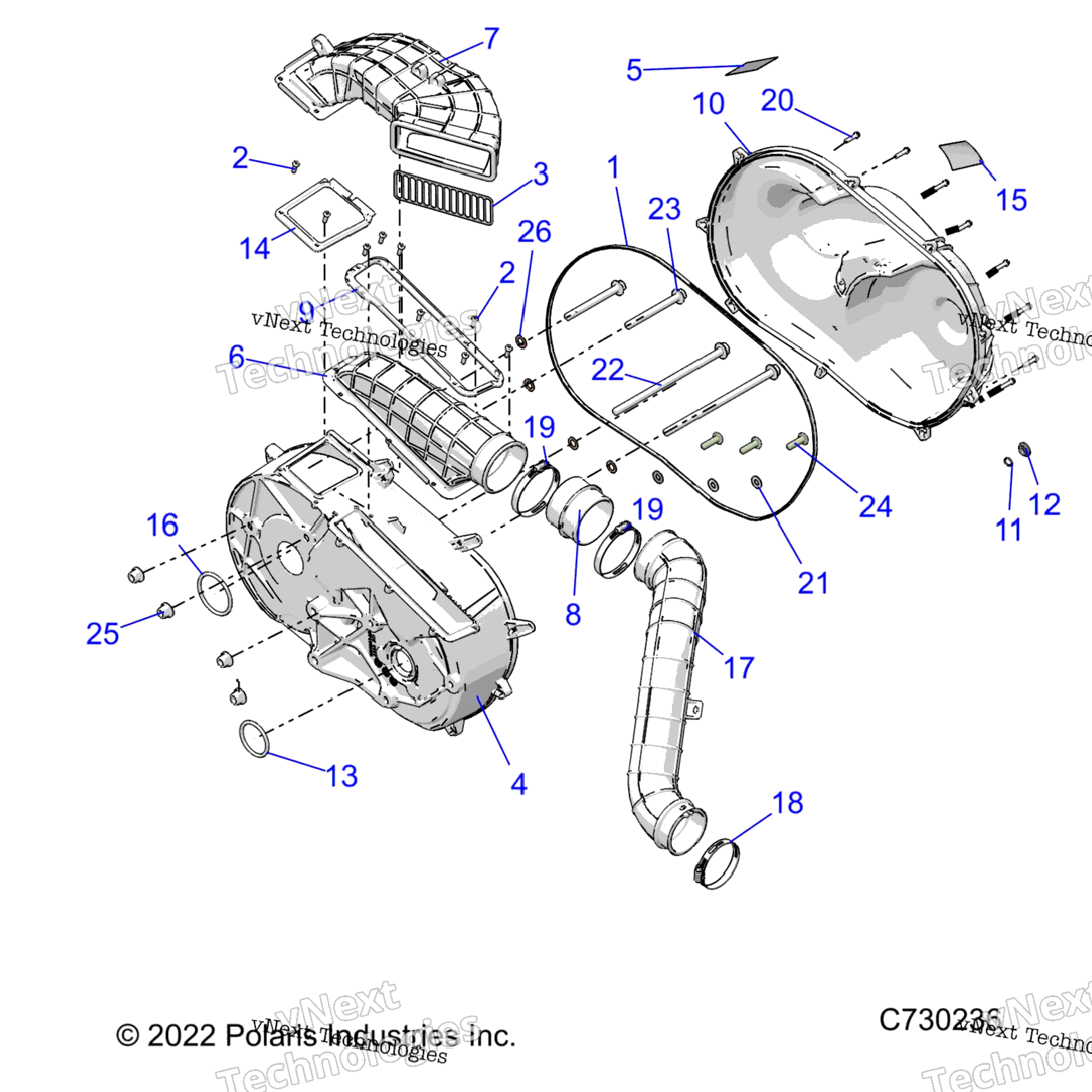 Drive Train, Clutch Cover And Ducting