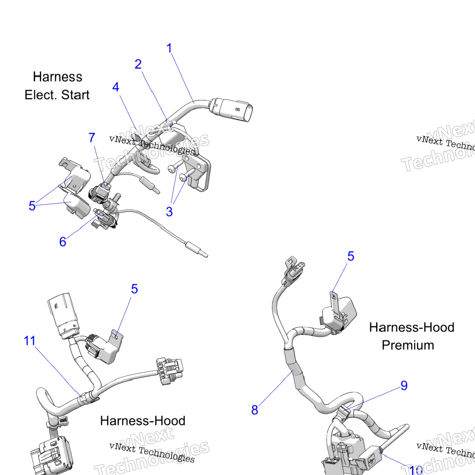 Electrical, Wire Harness, Hood, Elec. Start