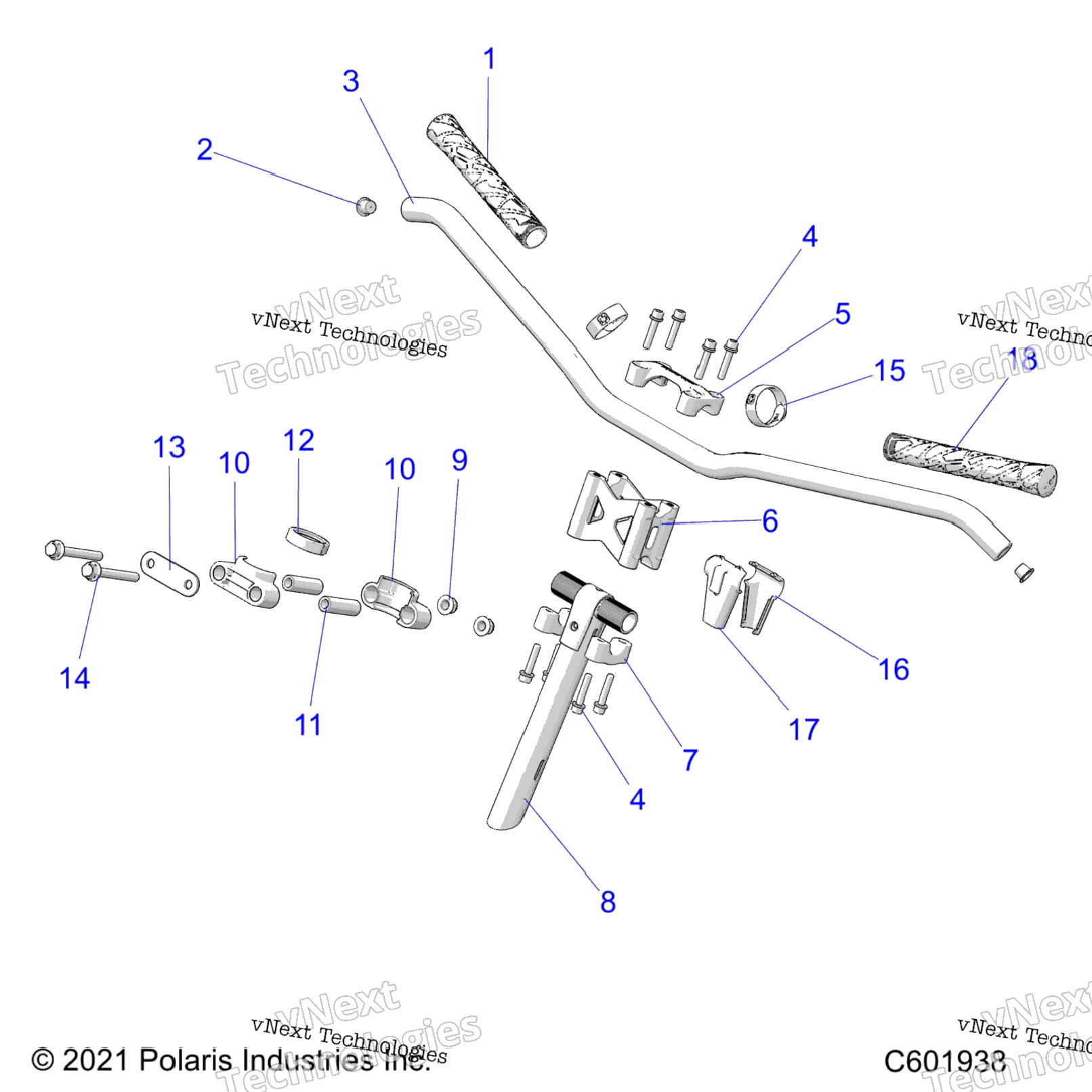 Steering, Upper & Handlebar Asm. All Options