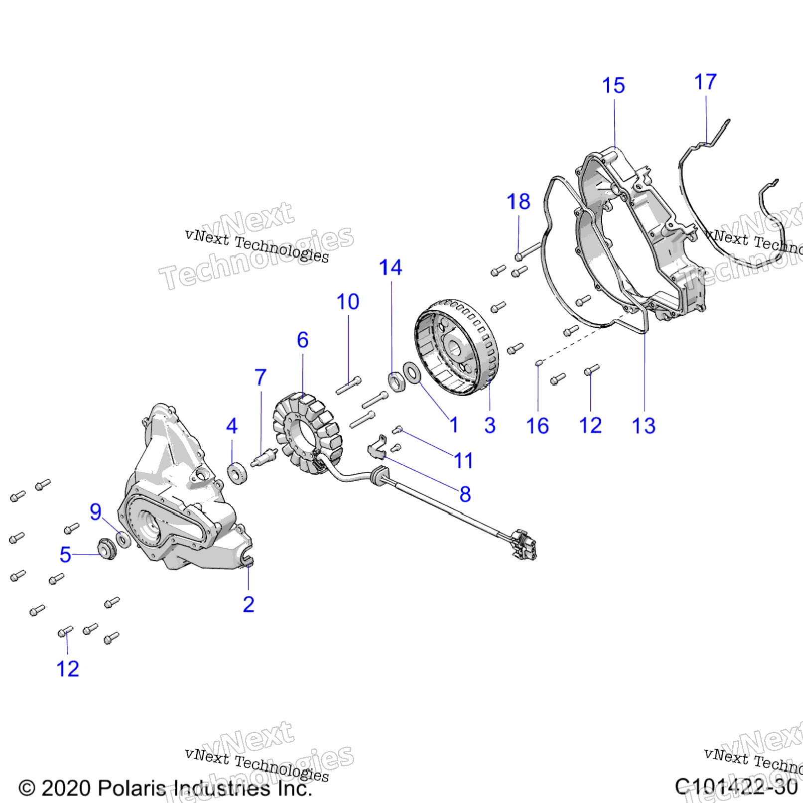 Engine, Stator Cover & Flywheel