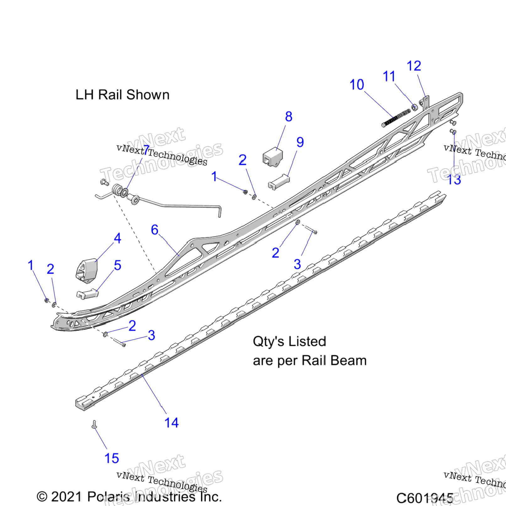 Suspension, Rail Beam Asm, LhRh, 2.75\