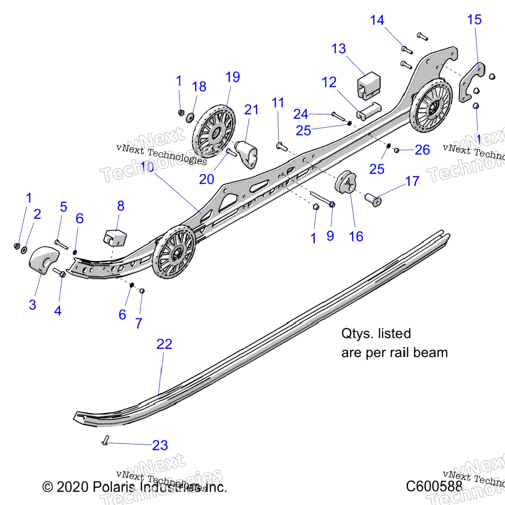 Suspension, Rail Beam Asm, LhRh