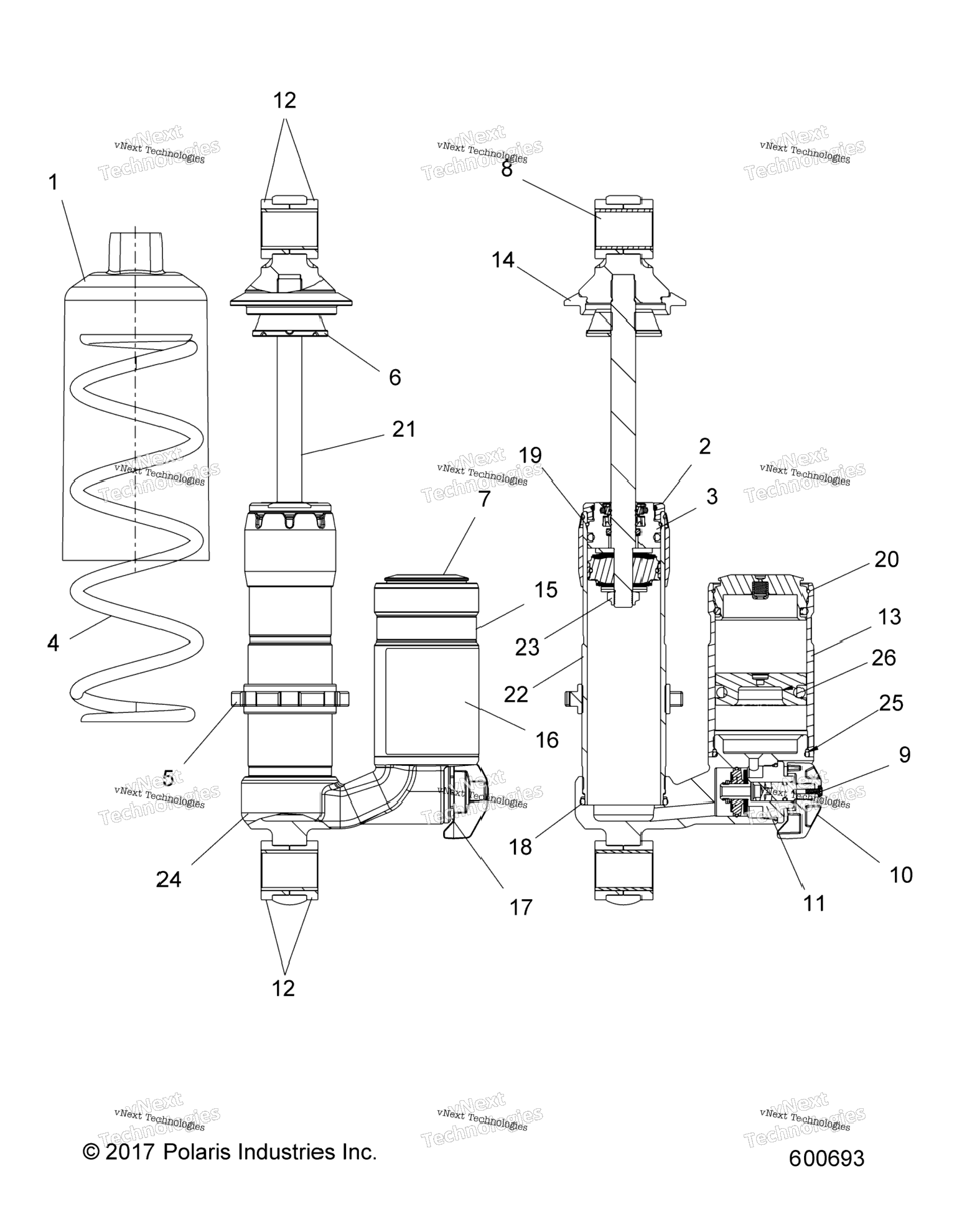 Suspension, Shock, Front Track 7044623