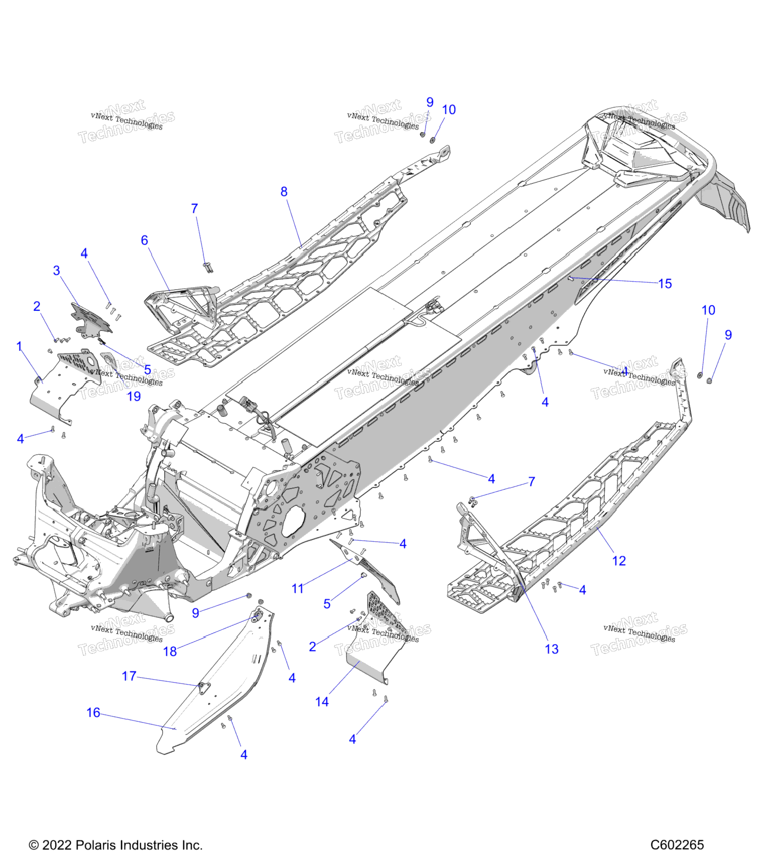 Chassis, Clutch Guard, Footrests, & Runningboards (C602265