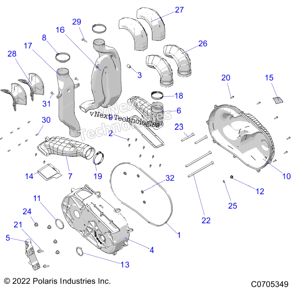 Drive Train, Clutch Cover And Ducting