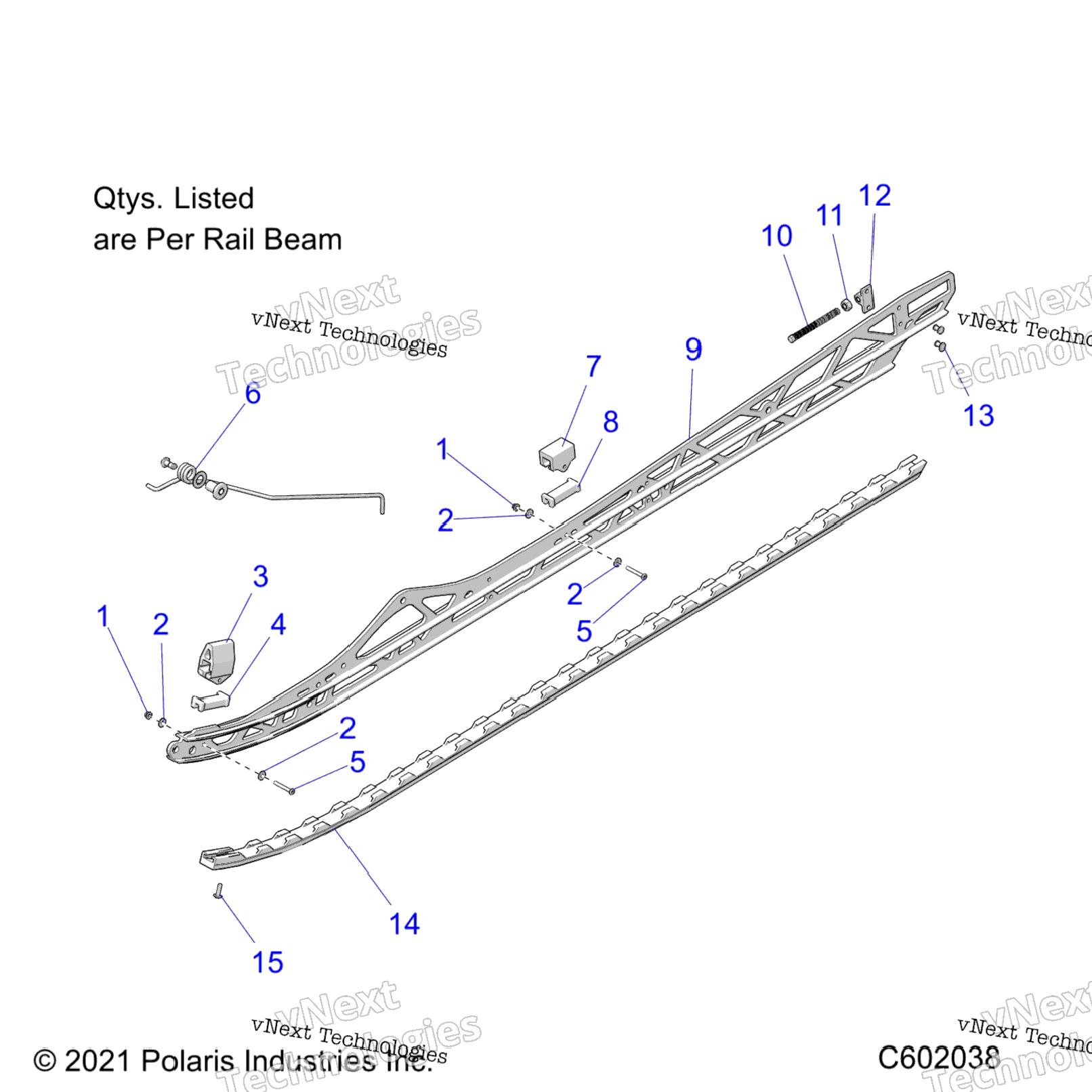 Suspension, Rail Beam Mounting, LhRh, 165\