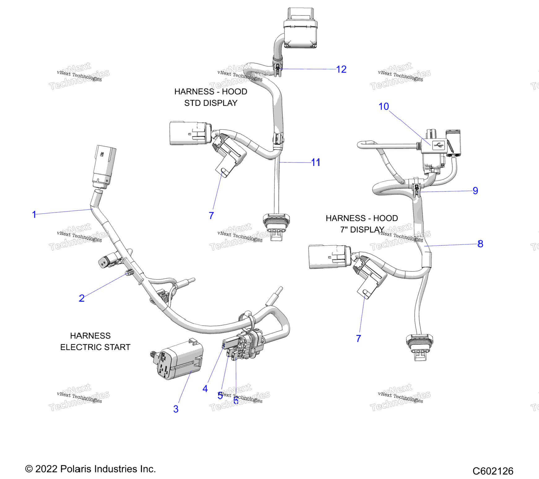 Electrical, Wire Harness, Hood, Electric Start