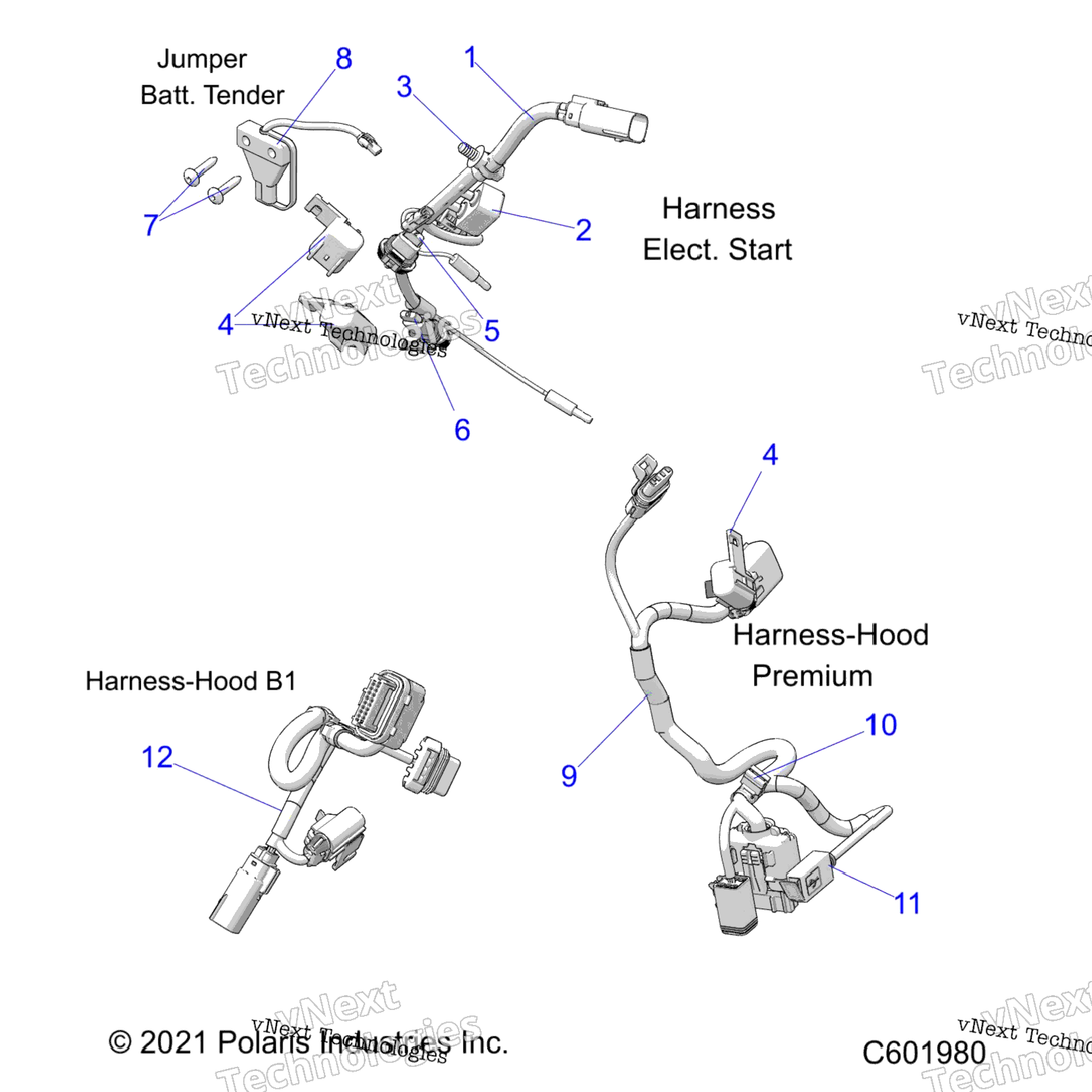 Electrical, Wire Harness, Hood, Elec. Start