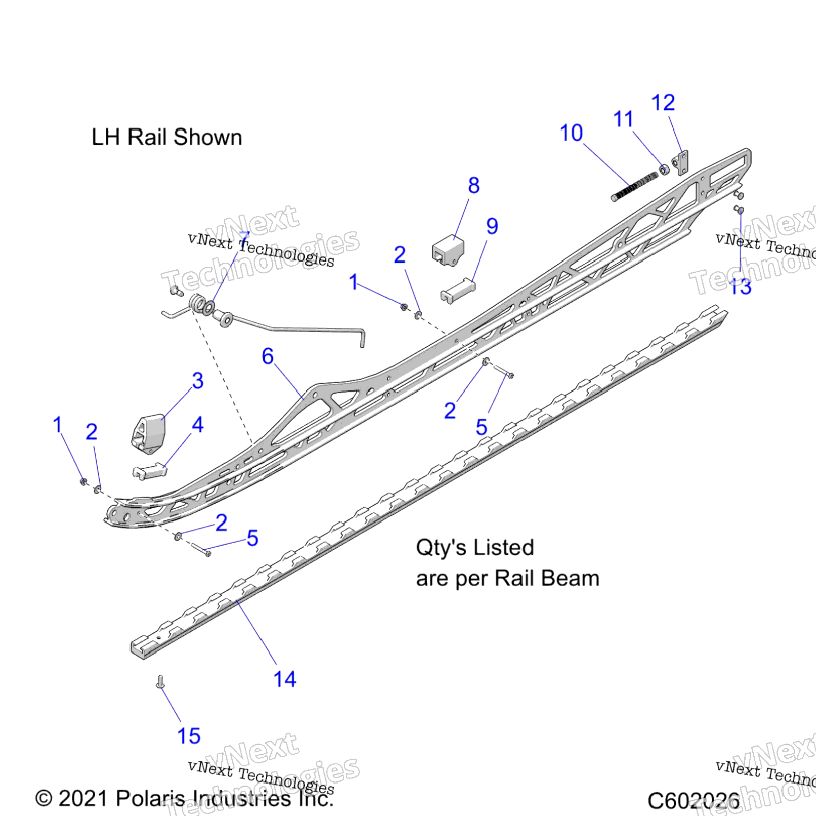 Suspension, Rail Beams, LhRh, 2.75\